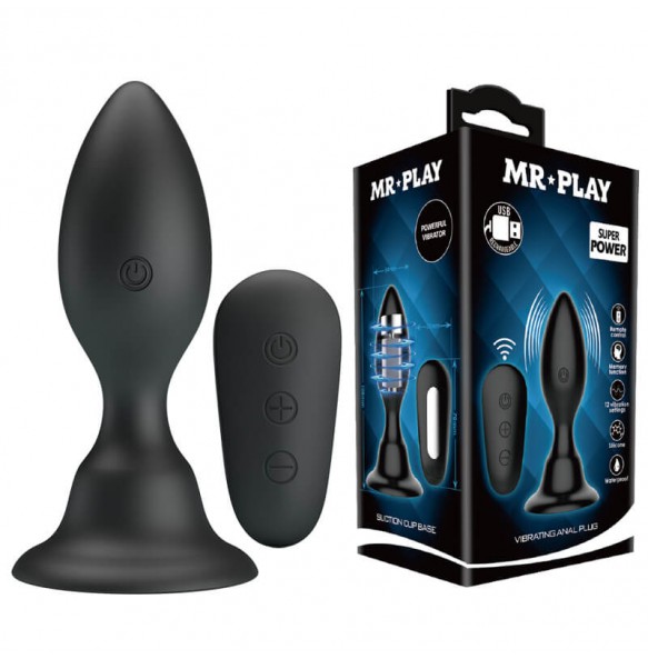 MR PLAY - Remote-Controlled Vibrating Anal Plug lll (Chargeable - Black)